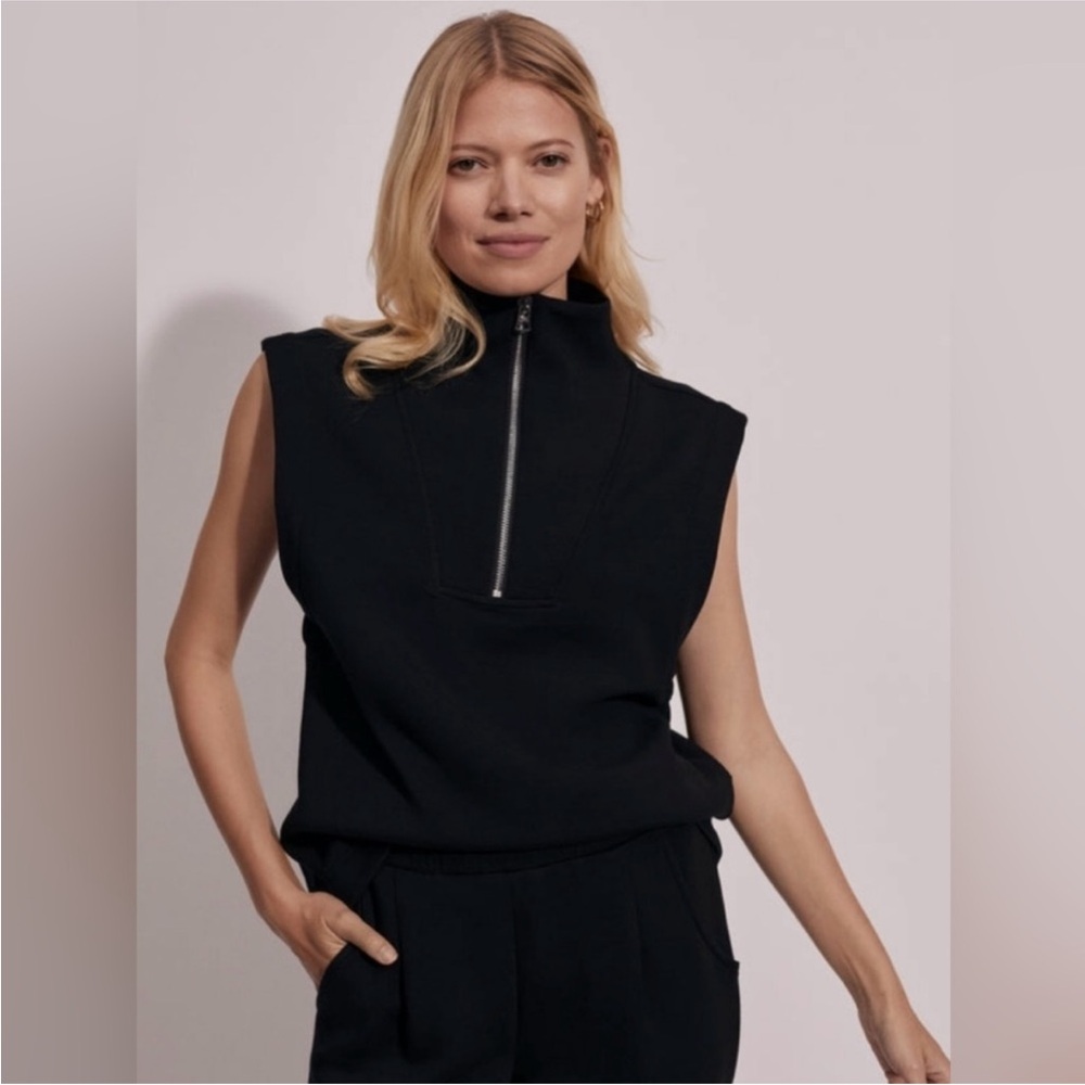🆕 NWOT Varley Magnolia Half Zip Tank Top Sweatshirt Sweater Soft Black Large